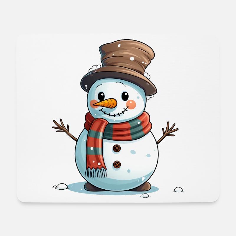 Winterfreund Schneemann Cartoon - Mousepad (Querformat) - Weiß