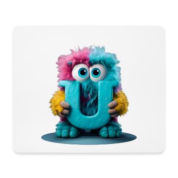 Monstre multicolore tenant la lettre U - Tapis de souris (format paysage) - blanc - Devant