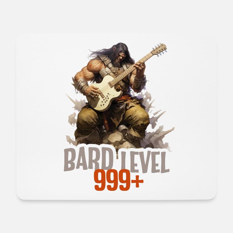 Barde Level 999 – Metal Ork RPG Design - Mousepad (Querformat) - Weiß
