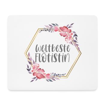 Weltbeste Flötistin Flöte Instrument Geschenk - Mousepad (Querformat) - Weiß - Vorne