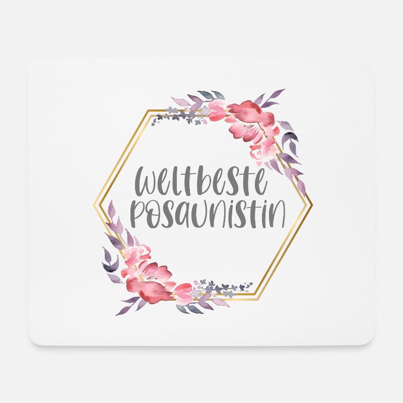 Weltbeste Posaunistin Posaune Hobby Geschenk - Mousepad (Querformat) - Weiß