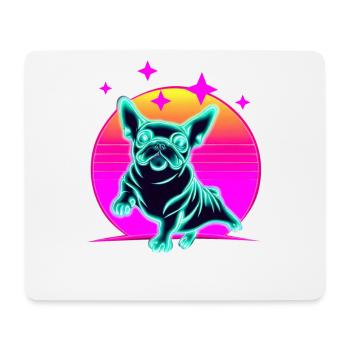 Französiche Bulldogge Synthwave Frenchie - Mousepad (Querformat) - Weiß - Vorne