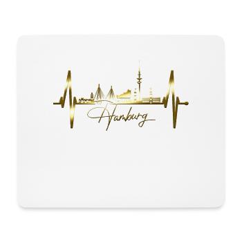 Hamburg Skyline Herzschlag Hamburger Liebe Fan - Mousepad (Querformat) - Weiß - Vorne