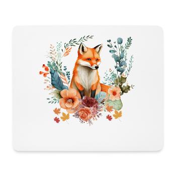 Renard roux mignon parmi les feuilles d 'automne - Tapis de souris (format paysage) - blanc - Devant
