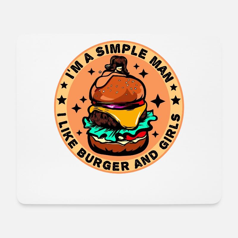 Burger Cheeseburger liebe - einfacher Mann - Mousepad (Querformat) - Weiß