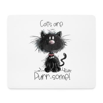 Drollige Schwarze Katze Mit Katzen Spruch - Mousepad (Querformat) - Weiß - Vorne