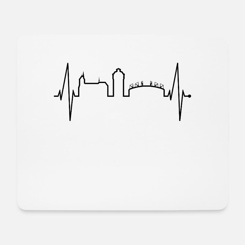 Mönchengladbach Skyline Herzschlag Fan I Love MG - Mousepad (Querformat) - Weiß