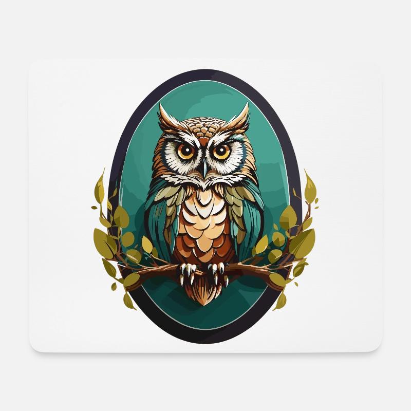 Eule - Mousepad (Querformat) - Weiß