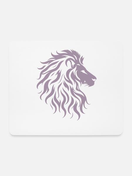 Majestätische Löwenkopf-Silhouette - Mousepad (Querformat) - Weiß