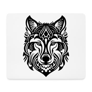 Tête de loup noir - Tapis de souris (format paysage) - blanc - Devant