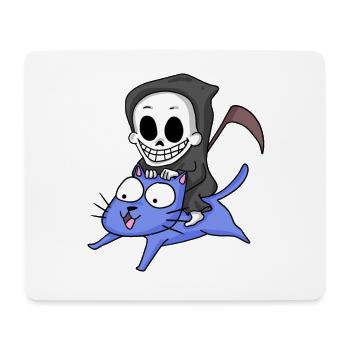 Faucheuse assise sur un chat - Tapis de souris (format paysage) - blanc - Devant