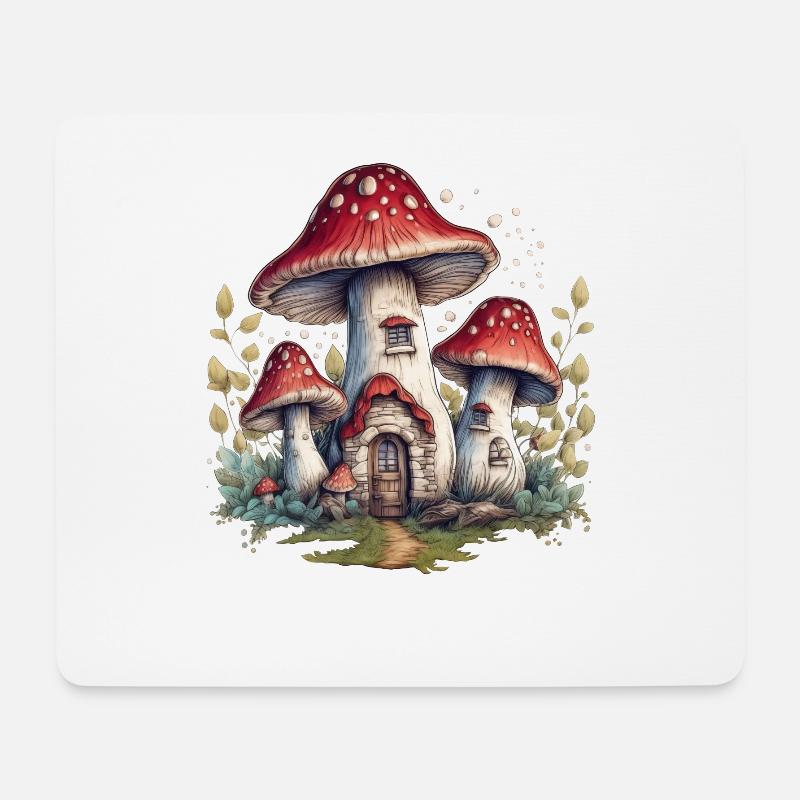 Aesthetic Cottagecore Goblincore, Fliegenpilz Pilz - Mousepad (Querformat) - Weiß