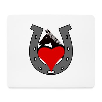 Fer à cheval cheval tête de cheval coeur cadeau d’anniversaire - Tapis de souris (format paysage) - blanc - Devant