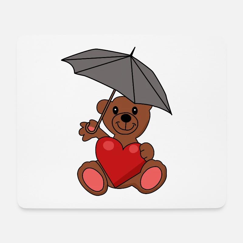 Teddybär verliebt Herz Regenschirm Romantik Bär - Mousepad (Querformat) - Weiß