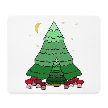 Nuit, Ciel étoilé, Forêt, Conifère, Sapin, Nature - Tapis de souris (format paysage) - blanc - Devant