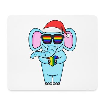Elefant Weihnachtlich Regenbogen Farbenbroh - Mousepad (Querformat) - Weiß - Vorne