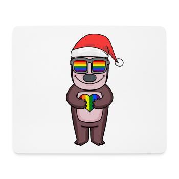 Faultier Weihnachtlich Regenbogen Farbenfroh - Mousepad (Querformat) - Weiß - Vorne