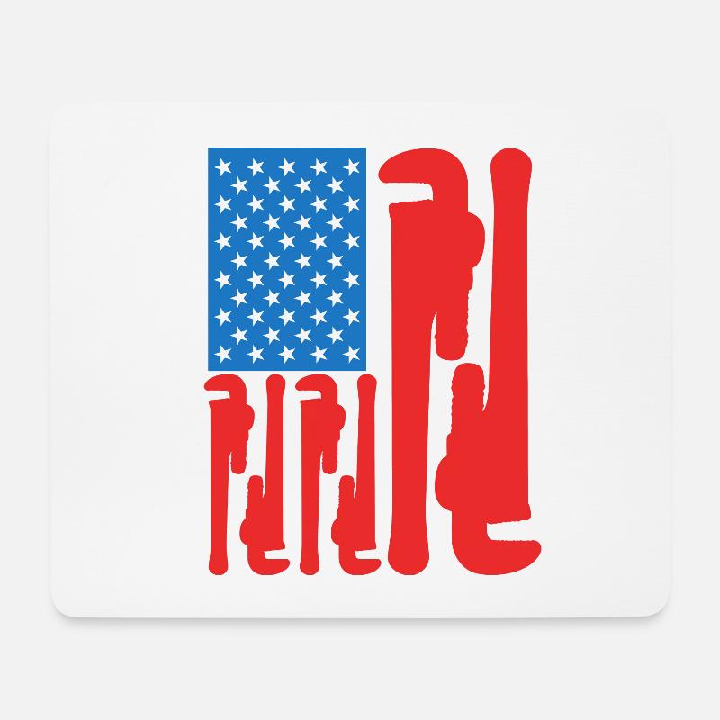 4 juillet États-Unis Plombier - Tapis de souris (format paysage) - blanc