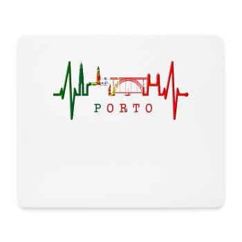 Porto Skyline Herzschlag Portugal Herz Love Porto - Mousepad (Querformat) - Weiß - Vorne