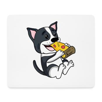 Pizza pour chien Boston Terrier - Tapis de souris (format paysage) - blanc - Devant