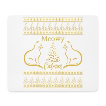 Meowy Catmas Weihnachtskatzenliebhaber Weihnachtsstimmung - Mousepad (Querformat) - Weiß - Vorne