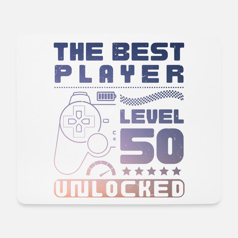 The Best Player, Level 50 Unlocked - Mousepad (Querformat) - Weiß