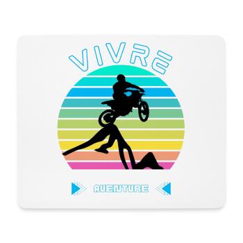 Vivre la Vie comme une Aventure - Moto Cross - Tapis de souris (format paysage) - blanc - Devant