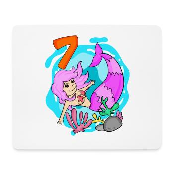 Fille 7 ans 7e anniversaire sirène - Tapis de souris (format paysage) - blanc - Devant