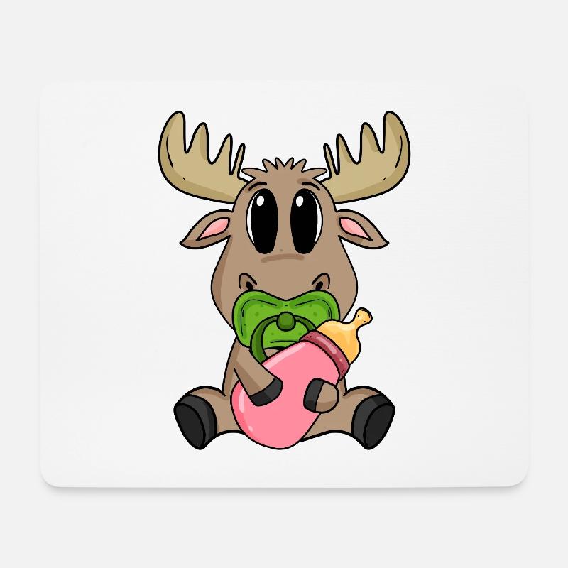 Baby Elch Motiv - Mousepad (Querformat) - Weiß
