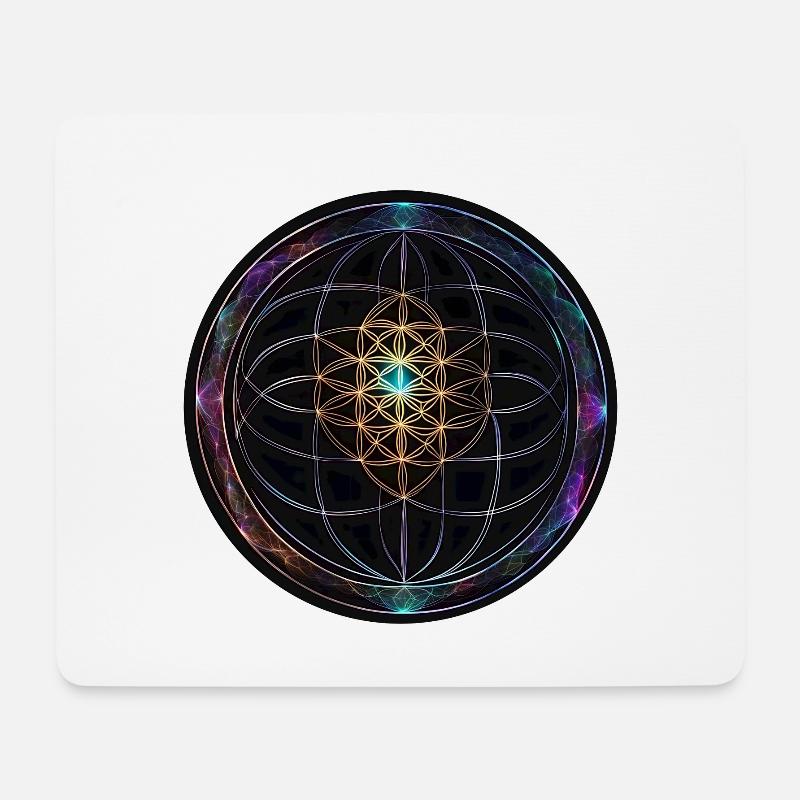 Metatron Discs Mandala Glow - Mouse Pad (horizontal) - white