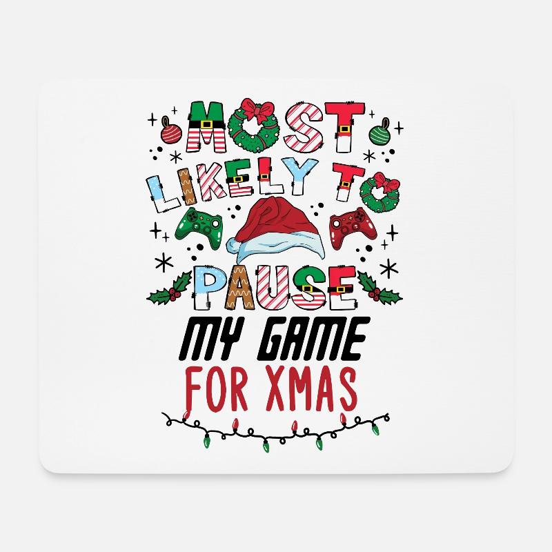 Weihnachten Gamer Gaming Pause My Game For Xmas - Mousepad (Querformat) - Weiß