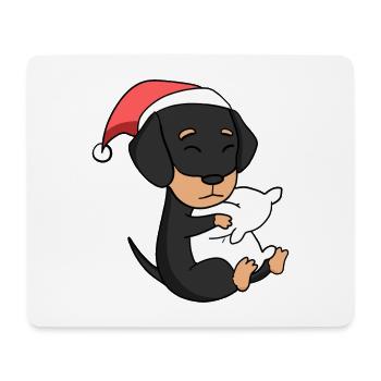 Dackel Hund Tier Weihnachten - Mousepad (Querformat) - Weiß - Vorne