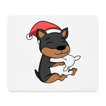Pinscher Hund Tier Weihnachten - Mousepad (Querformat) - Weiß - Vorne