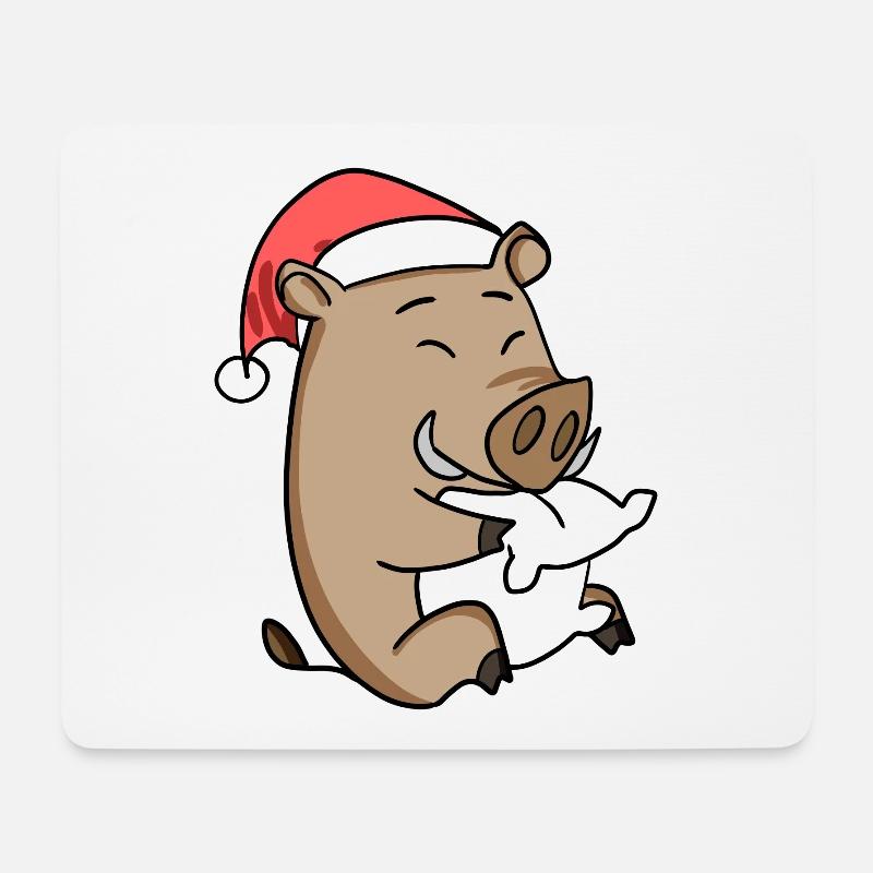 Wildschwein Weihnachten Schwein - Mousepad (Querformat) - Weiß