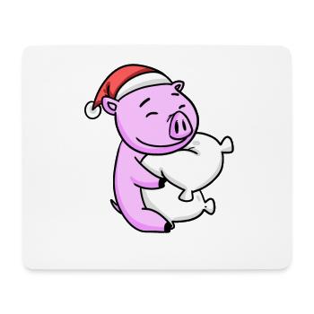 Pig Cute Tired Christmas - Mouse Pad (horizontal) - white - Front