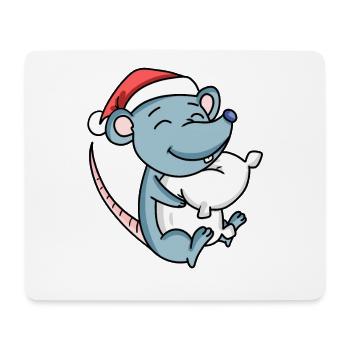 Maus Niedlich Müde Weihnachten - Mousepad (Querformat) - Weiß - Vorne