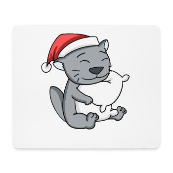 Chat Mignon British Shorthair Fatigué Noël - Tapis de souris (format paysage) - blanc - Devant