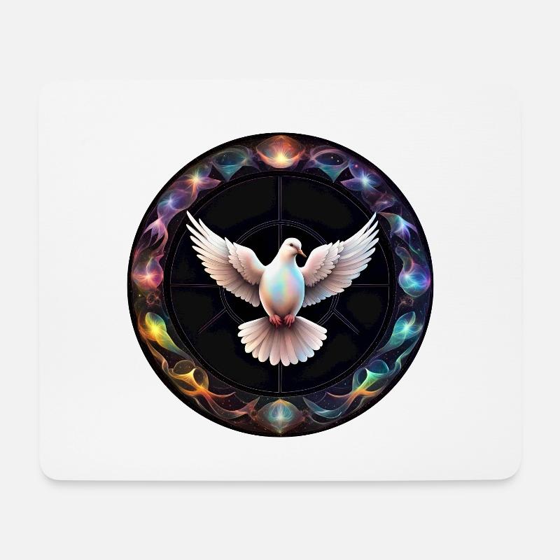 Friedens-Taube im Farbenzauber - Mousepad (Querformat) - Weiß