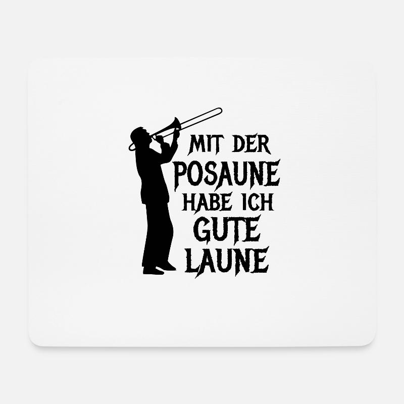 Gute Laune mit Posaune Klassik Bläser Jazz Musiker - Mousepad (Querformat) - Weiß