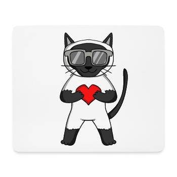 Katze mit Herz und Brille - Siamkatze - Mousepad (Querformat) - Weiß - Vorne