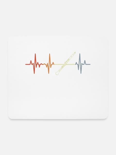 Vintage Klarinette Herzlinie - Mousepad (Querformat) - Weiß