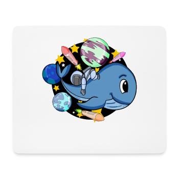Baleine et astronaute dans l’espace - Tapis de souris (format paysage) - blanc - Devant