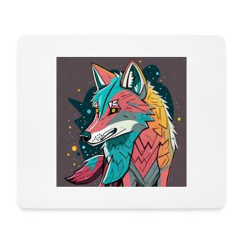 Geometrischer Wolf Farbexplosion - Mousepad (Querformat) - Weiß - Vorne