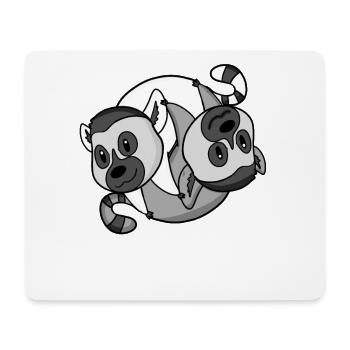 Yin Yang Zeichen Lemur Lemuren - Mousepad (Querformat) - Weiß - Vorne