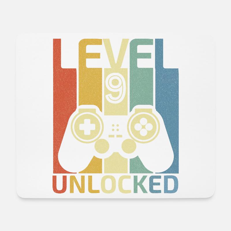 Level 9 Freigeschaltet Lustiger Videospieler 9. Geburtstag - Mousepad (Querformat) - Weiß