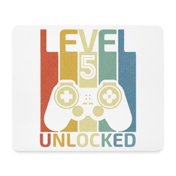 Level 5 Freigeschaltetes Hemd Videospieler 5. Geburtstag - Mousepad (Querformat) - Weiß - Vorne