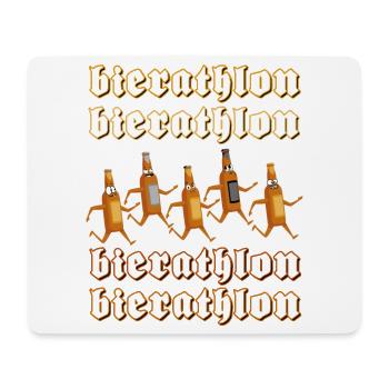 Bierathlon, Bier, Biathlon, Wortwitz, Wortspiel - Mousepad (Querformat) - Weiß - Vorne