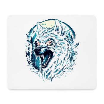 Loup mystique - Nuit de pleine lune - Tapis de souris (format paysage) - blanc - Devant