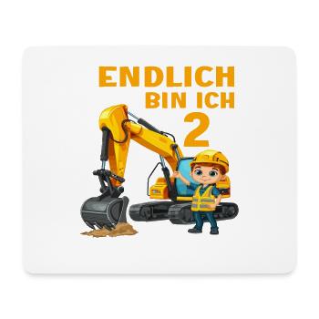 2 Geburtstag Baggerfahrer Bagger Bauarbeiter - Mousepad (Querformat) - Weiß - Vorne
