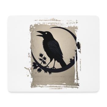 Rabe auf Ast sitzend - Mousepad (Querformat) - Weiß - Vorne